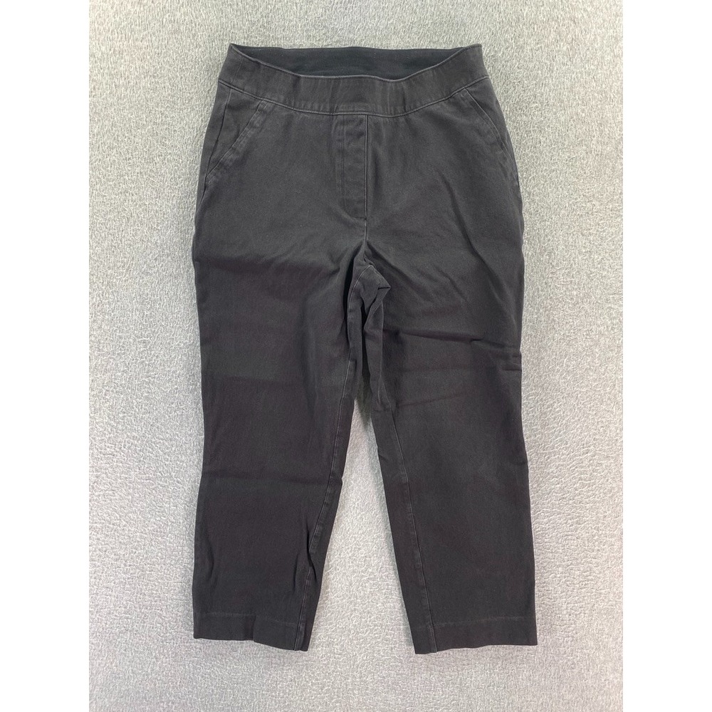 Spanx Pants Women Small Petite Black Pull On Polished Ankle Slim Straight Pocket